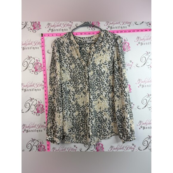 Dalia Collection Tops - Dalia Collection Cream & Gray Animal-Print Long Sleeve Button-Front Blouse